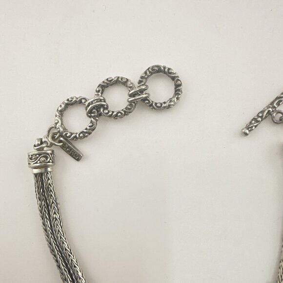 Sarda Sterling Silver Bracelet Granular Foxtail Wheat Pebbled Bali Toggle 925 - Picture 9 of 15